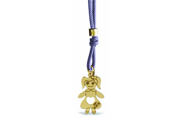Cordino con ciondolo My Charm bimba collezione Mini Charm in oro giallo o bianco 18kt 