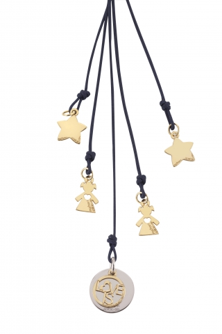 18K Yellow, White or Rose Gold girls whit stars Necklace
