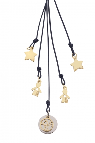 18K Yellow, White or Rose Gold boys whit stars Necklace