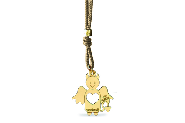 Cordino con ciondolo My Charm diavoletto collezione Mini Charm in oro giallo o bianco 18kt 