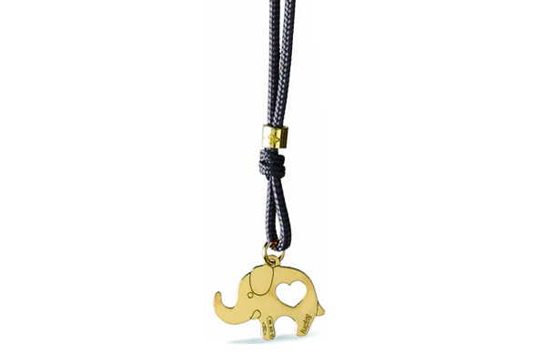 Cordino con ciondolo My Charm elefantino collezione Mini Charm in oro giallo o bianco 18kt 
