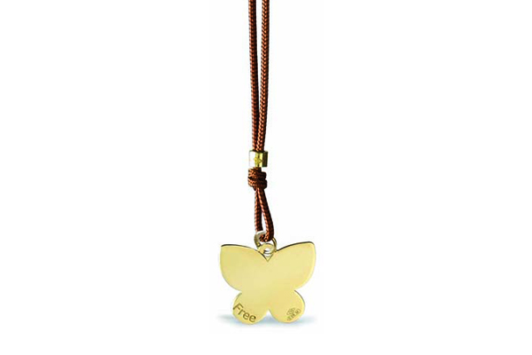 Cordino con ciondolo My Charm farfallina collezione Mini Charm in oro giallo o bianco 18kt 