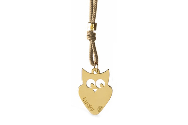 Cordino con ciondolo My Charm gufetto collezione Mini Charm in oro giallo o bianco 18kt 