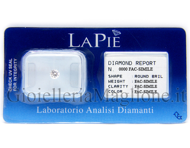 Diamante naturale in blister certificato 0.30ct H color e purezza IF
