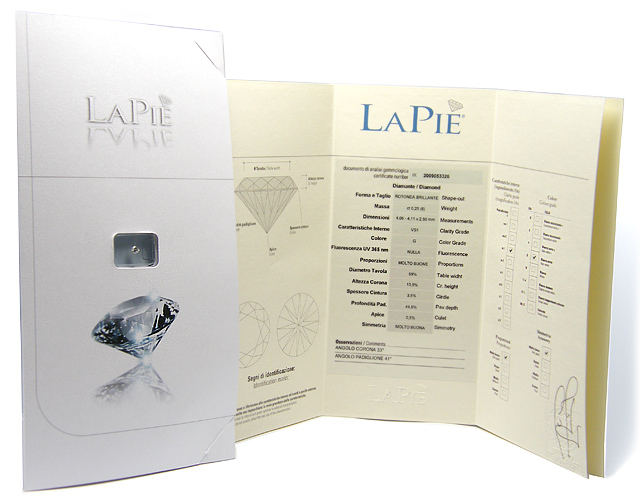 Diamante naturale in blister certificato da 0.26ct G color e purezza VS1