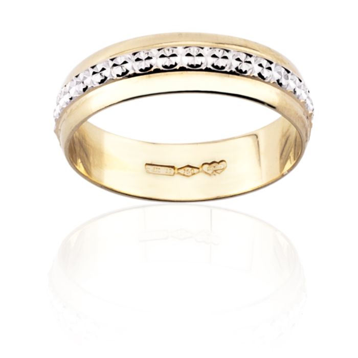 Fede Nuziale DIANA in Oro Giallo e Bianco 18kt FDB41