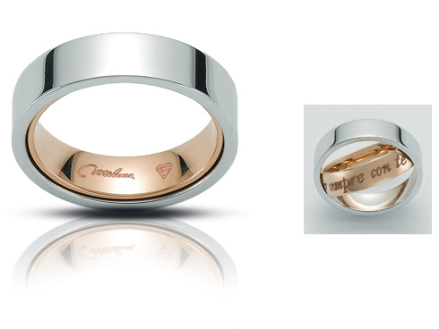 Fede Nuziale Miluna Doppia Squadrata Big in oro bicolore 18kt dalla misura 20 alla 28