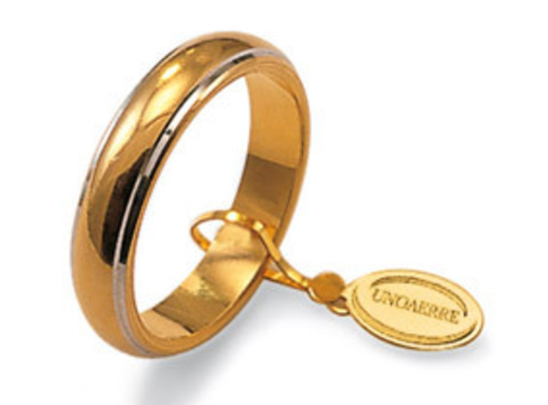 Fede Nuziale Unoaerre Classica da 7 grammi oro giallo 18kt con bordino oro bianco 18kt