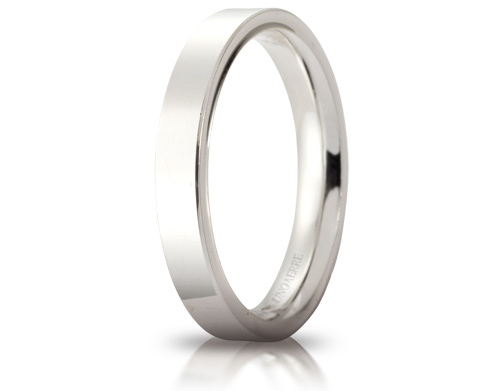 Circles of Light - 18K White Gold 3.5 mm Comfort Wedding Ring Unoaerre