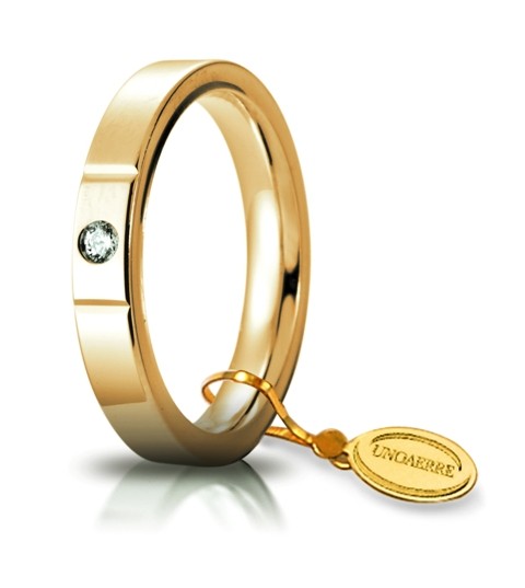 Circles of Light - 18K White Gold Natural Diamond 3.5 mm Comfort Wedding Ring Unoaerre