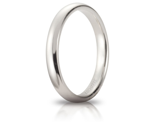 Fede Nuziale Unoaerre Comoda da 3 mm oro bianco 18kt dal n. 22