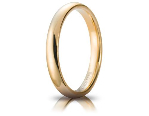 Fede Nuziale Unoaerre Comoda da 3 mm oro giallo 18kt dal n. 22