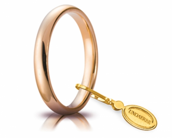 UNOAERRE - 18K Rose Gold 3 mm Comfort Wedding Ring