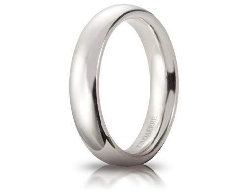 Fede Nuziale Unoaerre Comoda da 4 mm oro bianco 18kt dal n. 20