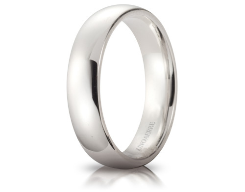 Fede Nuziale Unoaerre Comoda da 5 mm in oro bianco 18kt dal n. 22