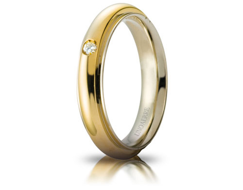 Andromeda - 18K Yellow and White Gold Natural Diamond Wedding Ring Unoaerre