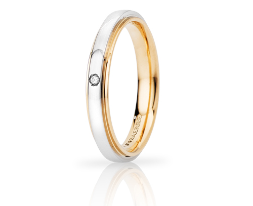 Cassiopea Slim - 18K Yellow and White Gold Natural Diamond Wedding Ring Unoaerre