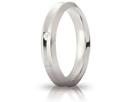 Fede Nuziale Unoaerre modello Corona in oro bianco 18kt con diamante