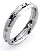 Fede Nuziale Unoaerre modello Corona in oro bianco o giallo 18kt con 8 diamanti