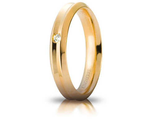 Corona - 18K Yellow Gold Natural Diamond Wedding Ring Unoaerre
