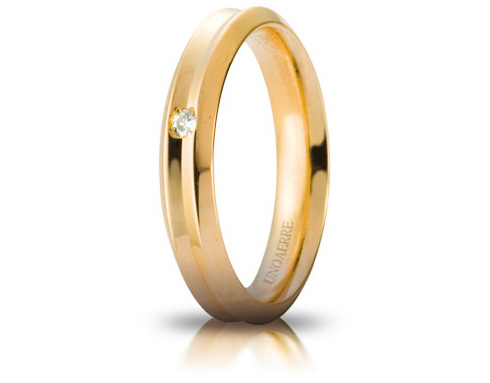 Fede Nuziale Unoaerre modello Corona in oro giallo 18kt con diamante