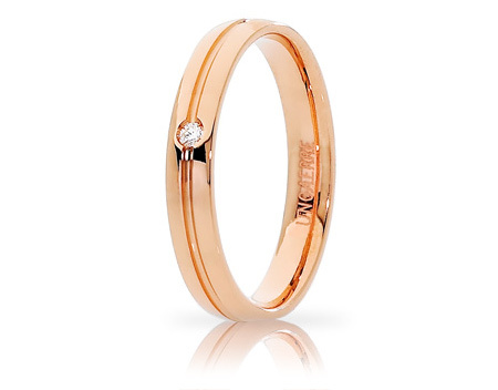 LYRA - 18K Rose Gold Natural Diamond Wedding Ring Unoaerre