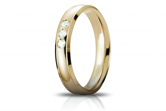 Orion - 18K Yellow Gold Natural Diamonds Wedding Ring Unoaerre