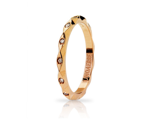 Luna SLIM - 18K Rose Gold Natural Diamonds Wedding Ring Unoaerre