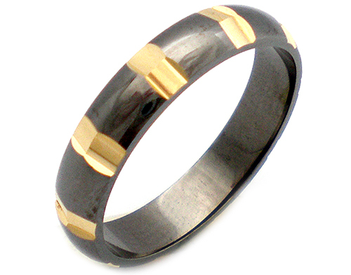 Fedina in oro giallo 18kt e titanio