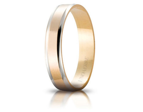 Fedina Unoaerre comoda modello Primula in oro giallo e bianco 18kt