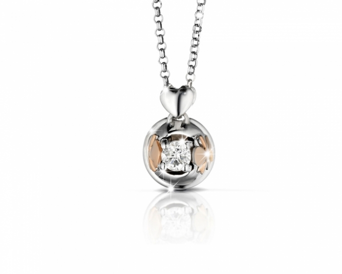 Le Bebè - 18k White Gold with 0.12ct Diamond Boy and Girl Necklace