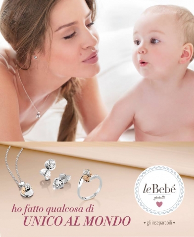 Girocollo ciondolo Punto Luce Le Bebè - gli Inseparabili - bimbo in oro rosa 18kt e diamante da 0.12c