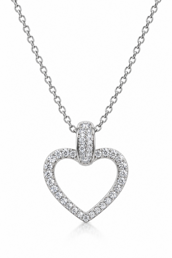 Girocollo con Cuore Sidera con Moissanite certificata da 0.25ct in Argento 925% rodiato bianco
