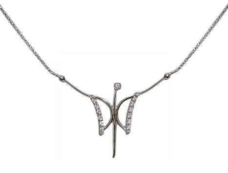 18K White Gold Butterfly Pendant Necklace