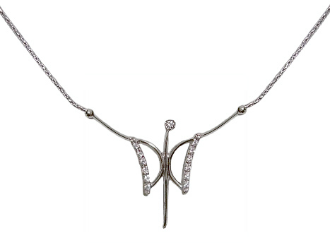 Girocollo con farfalla in oro bianco 18kt e zirconi