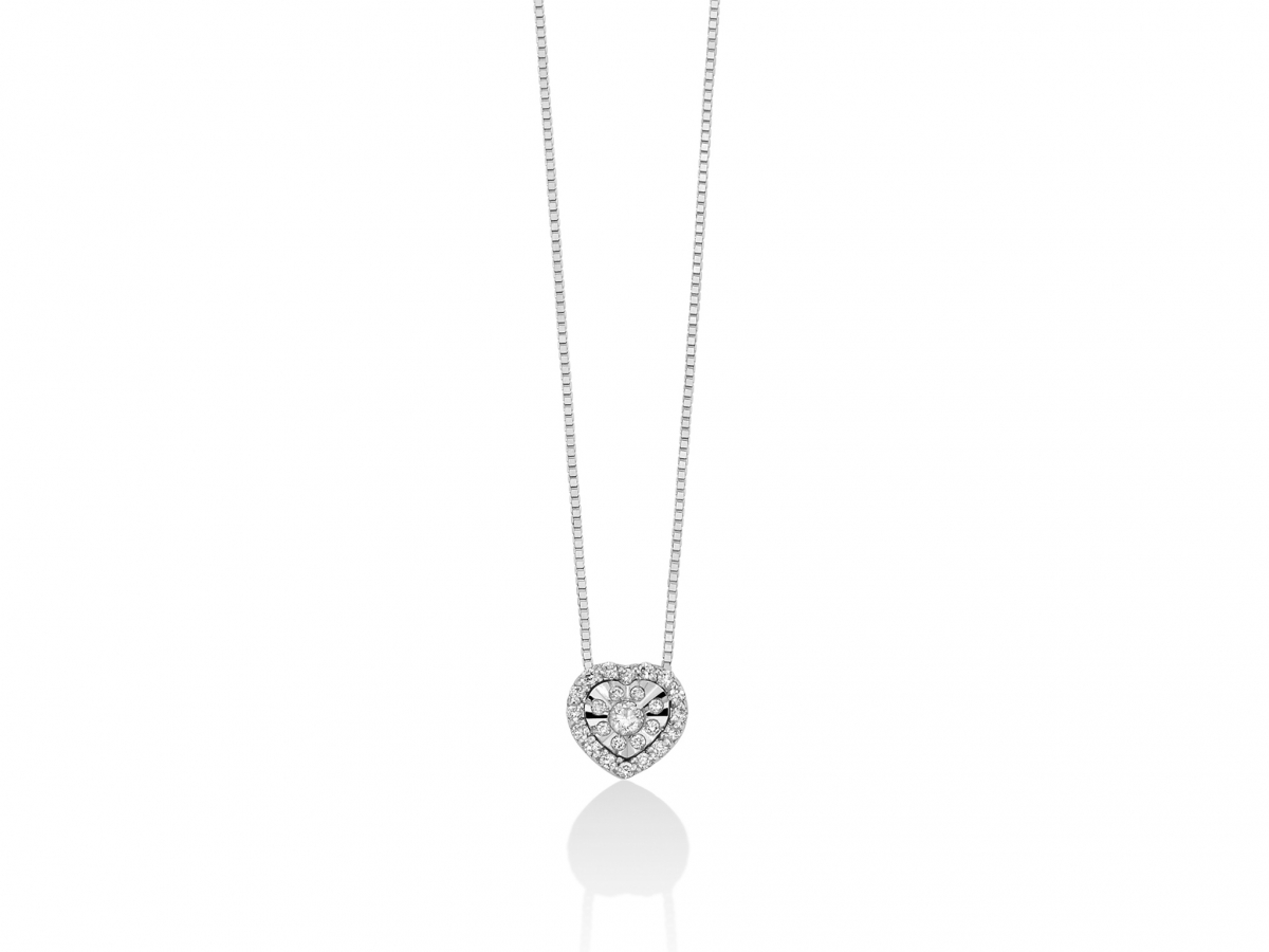 18K White Gold with Natural Diamond Necklace MILUNA