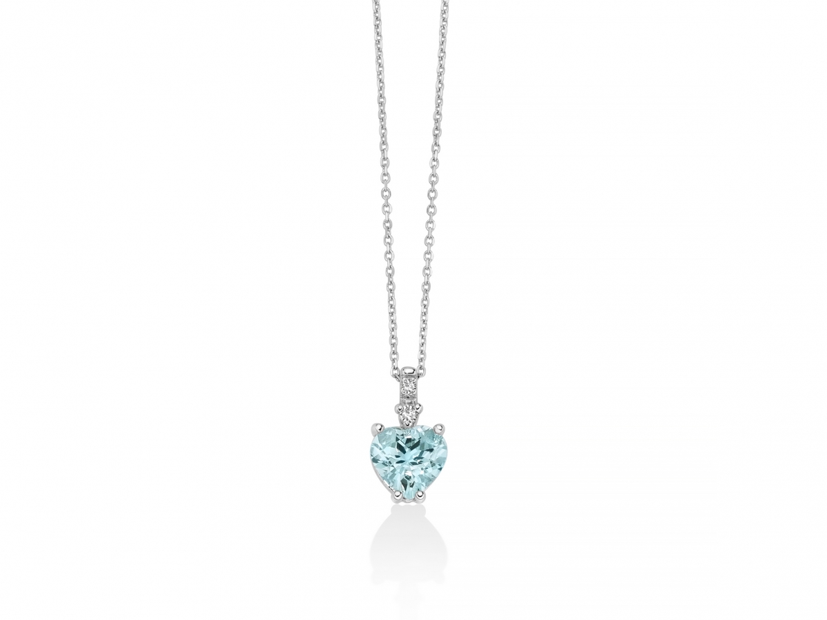 MILUNA - 18K White Gold Necklace with 0.64ct Natural Aquamarine
