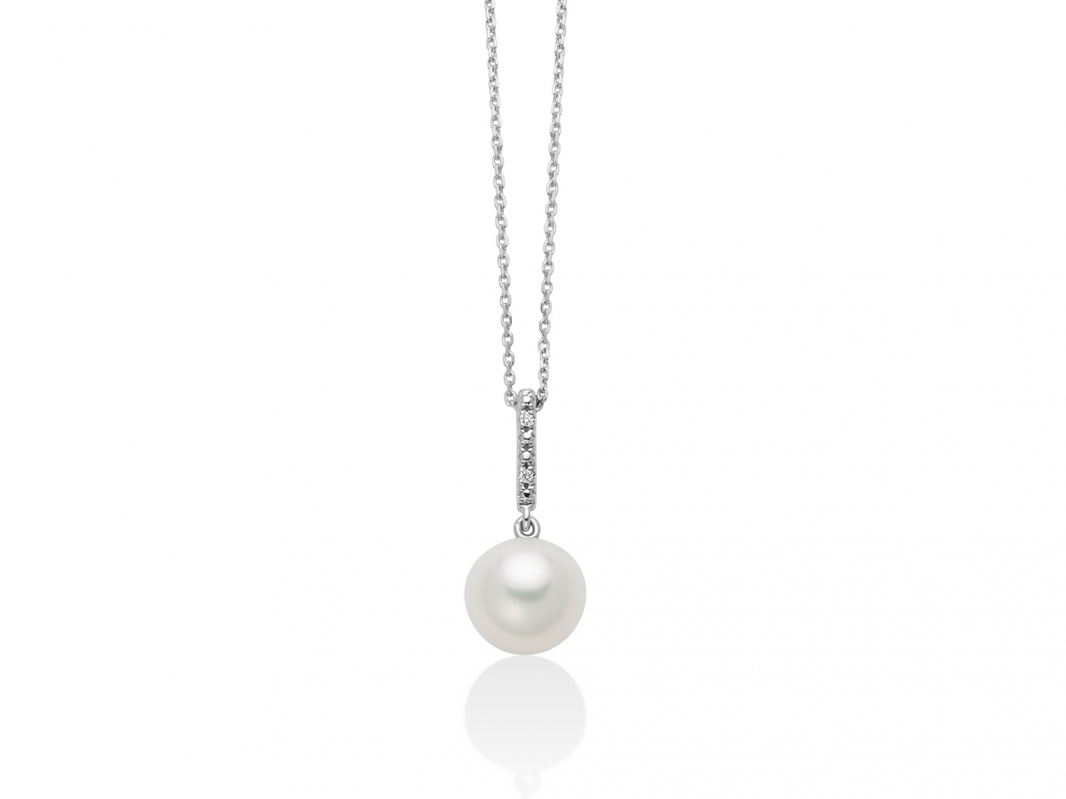 Girocollo Miluna con Perla Naturale e Diamanti da 0.056ct in oro bianco PCL6516X