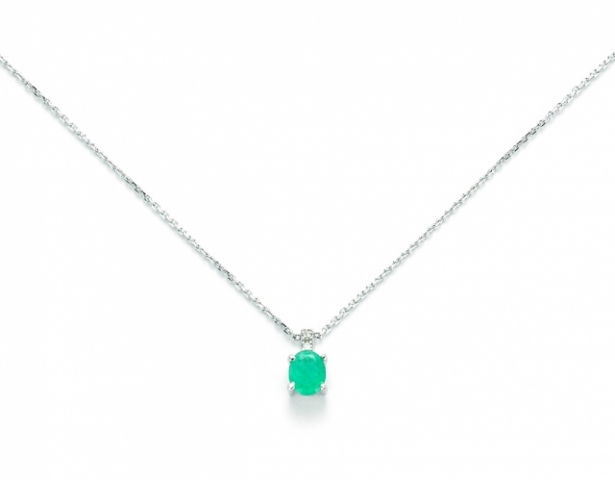 Girocollo Miluna con Smeraldo da 0.41ct e Diamanti 0.01ct in oro bianco CLD3704X