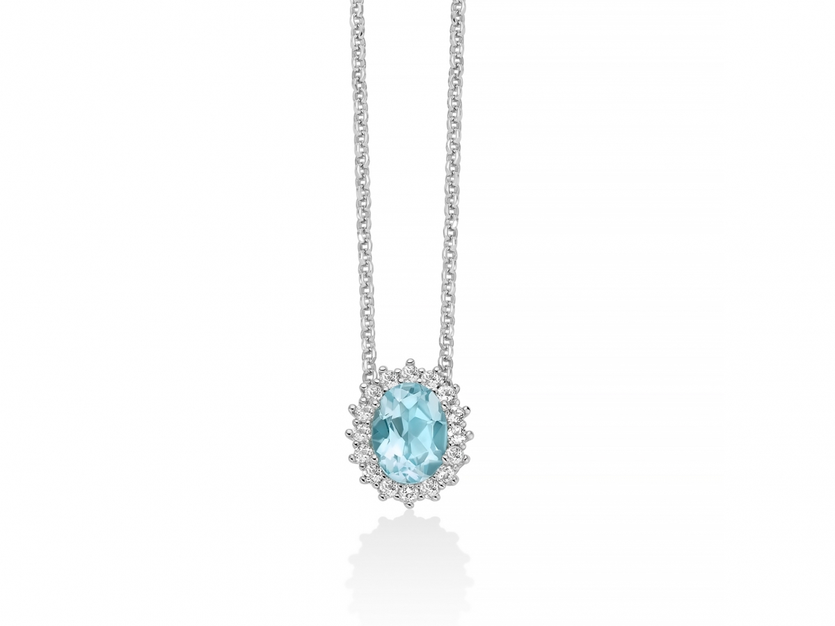 MILUNA - 925K White Silver Necklace with Natural Topaz