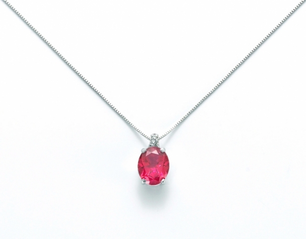 18K White Gold with Diamonds and Topaz Nacklace MILUNA