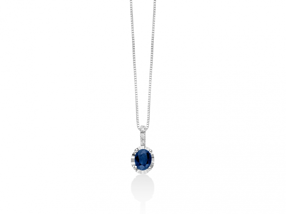 Girocollo Miluna con Zaffiro blu da 0.43ct e Diamanti in oro bianco 18kt CLD4194