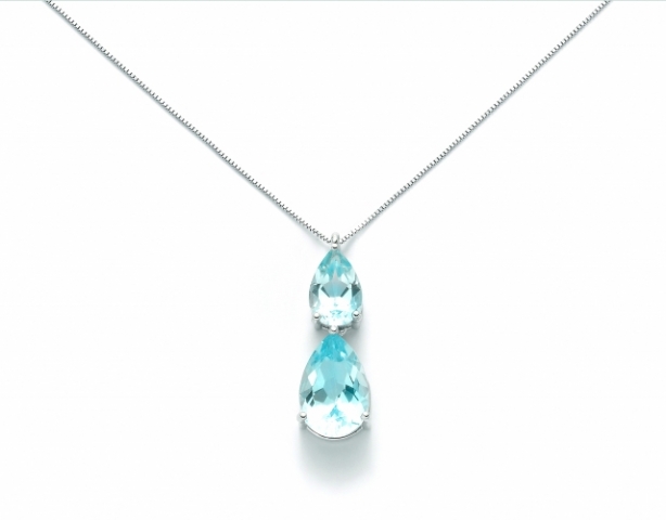 Girocollo Miluna in oro bianco con Topazzi azzurri CLD3890X