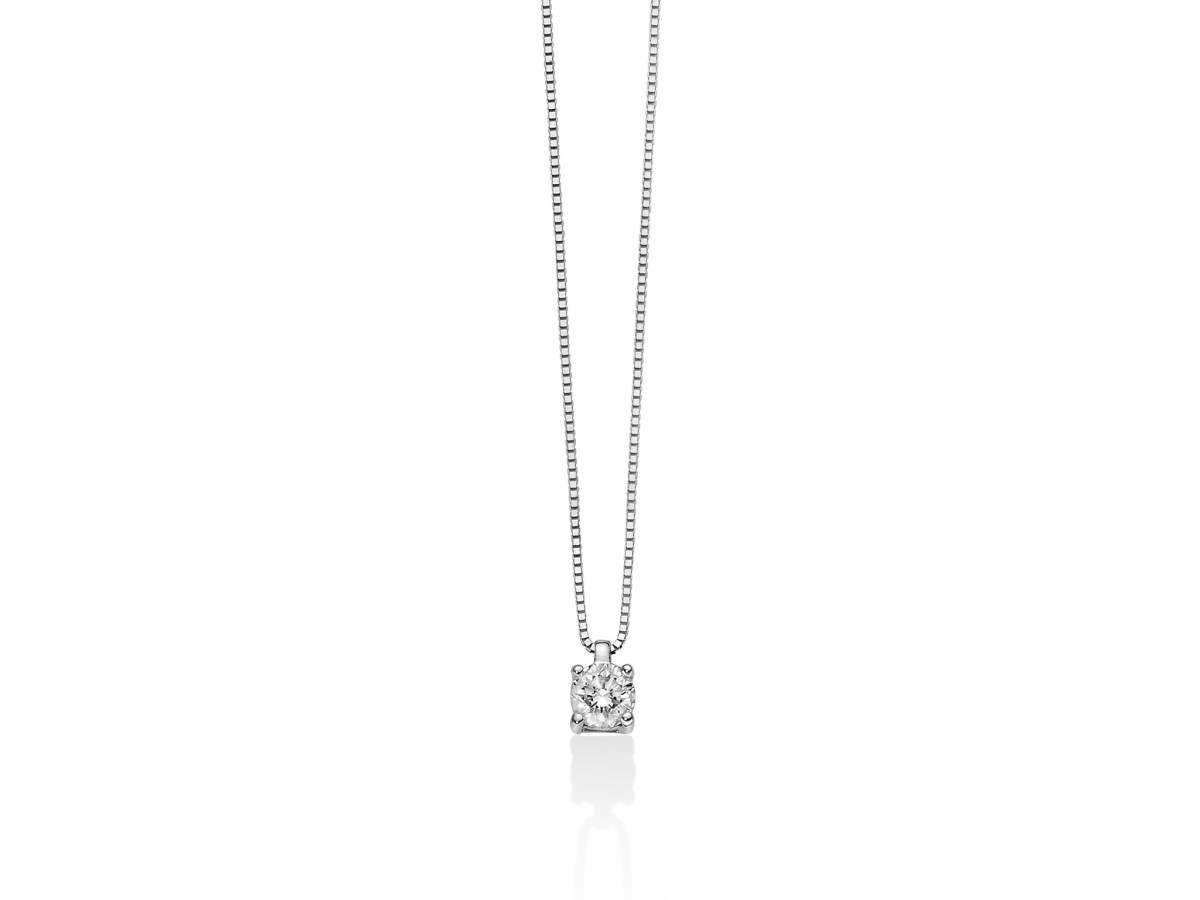MILUNA - 18K White Gold Necklace with 0.20 ct Natural Diamond