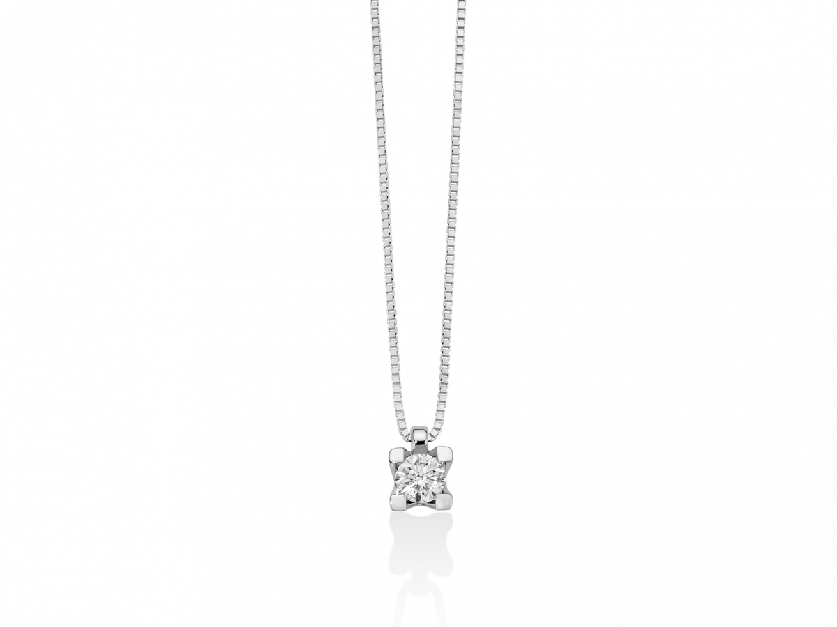 Girocollo Miluna Punto Luce con Diamante naturale da 0.20 ct in oro bianco 18kt CLD4087