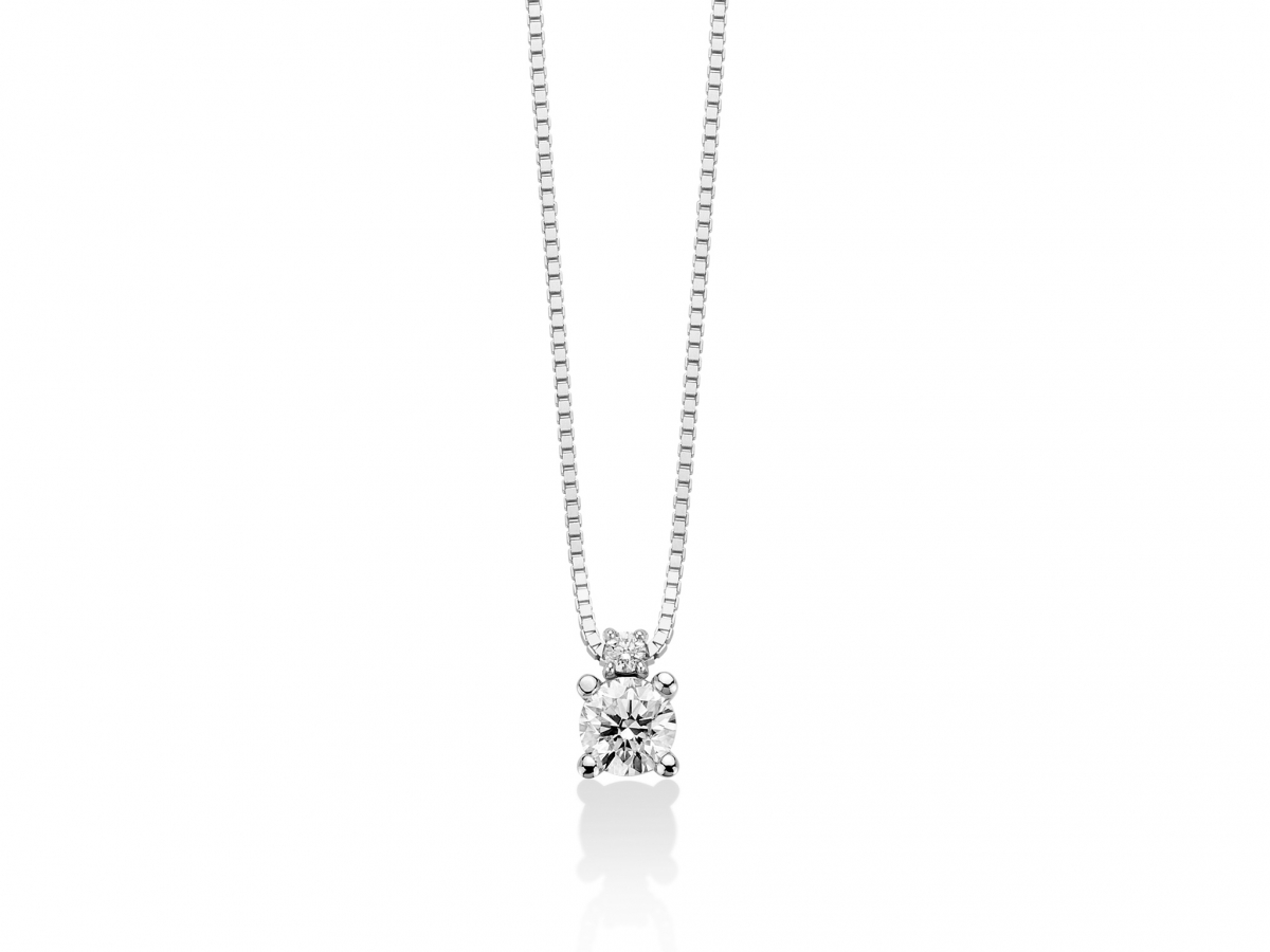 Girocollo Punto Luce Miluna con 0.50ct di Diamante Naturale in oro bianco 18kt CLD4240