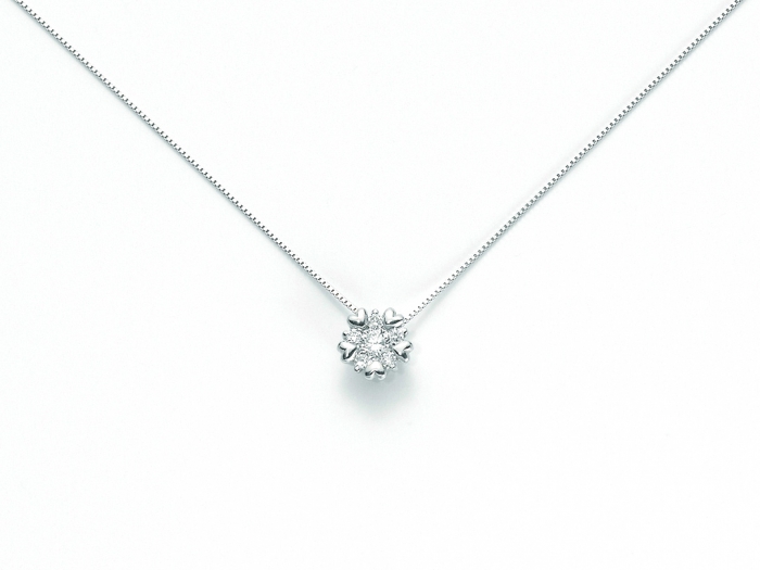 18K White Gold 0.08ct Natural Diamond Solitaire Necklace MILUNA