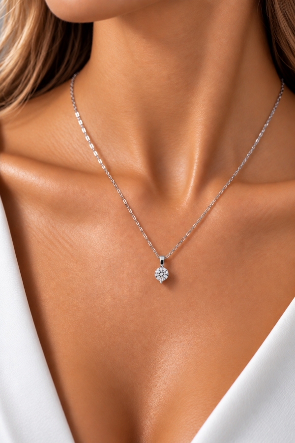 Girocollo Punto Luce Sidera con Moissanite certificata da 0.50ct in Argento 925% rodiato bianco