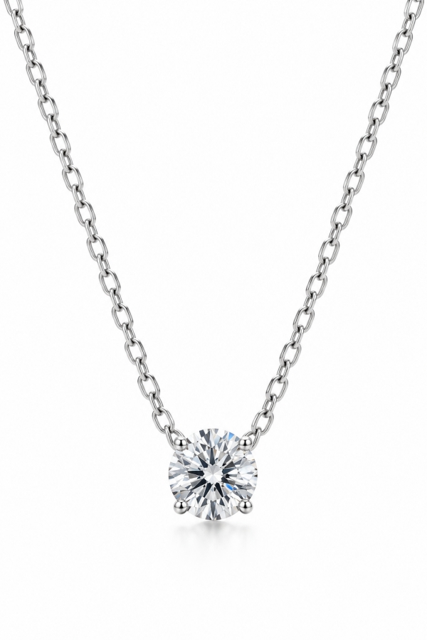 Girocollo Punto Luce Sidera con Moissanite certificata da 0.80ct in Argento 925% rodiato bianco