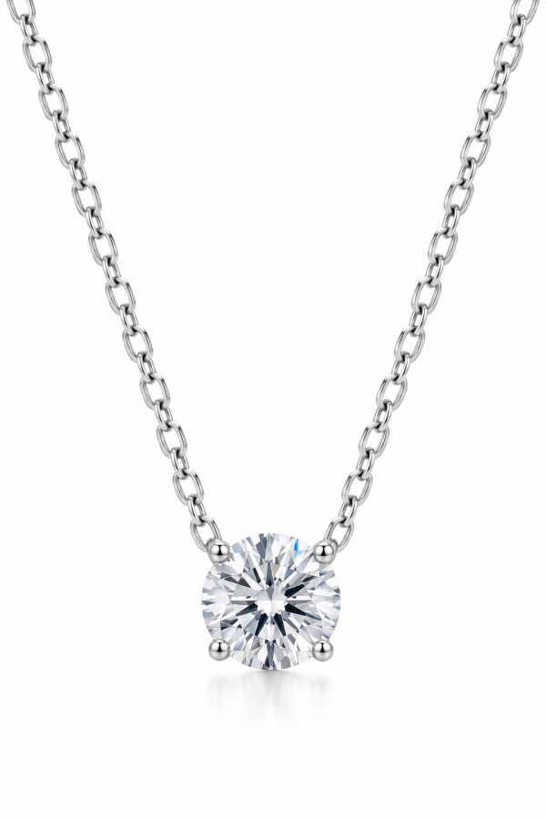 Girocollo Punto Luce Sidera con Moissanite certificata da 1.20ct in Argento 925% rodiato bianco
